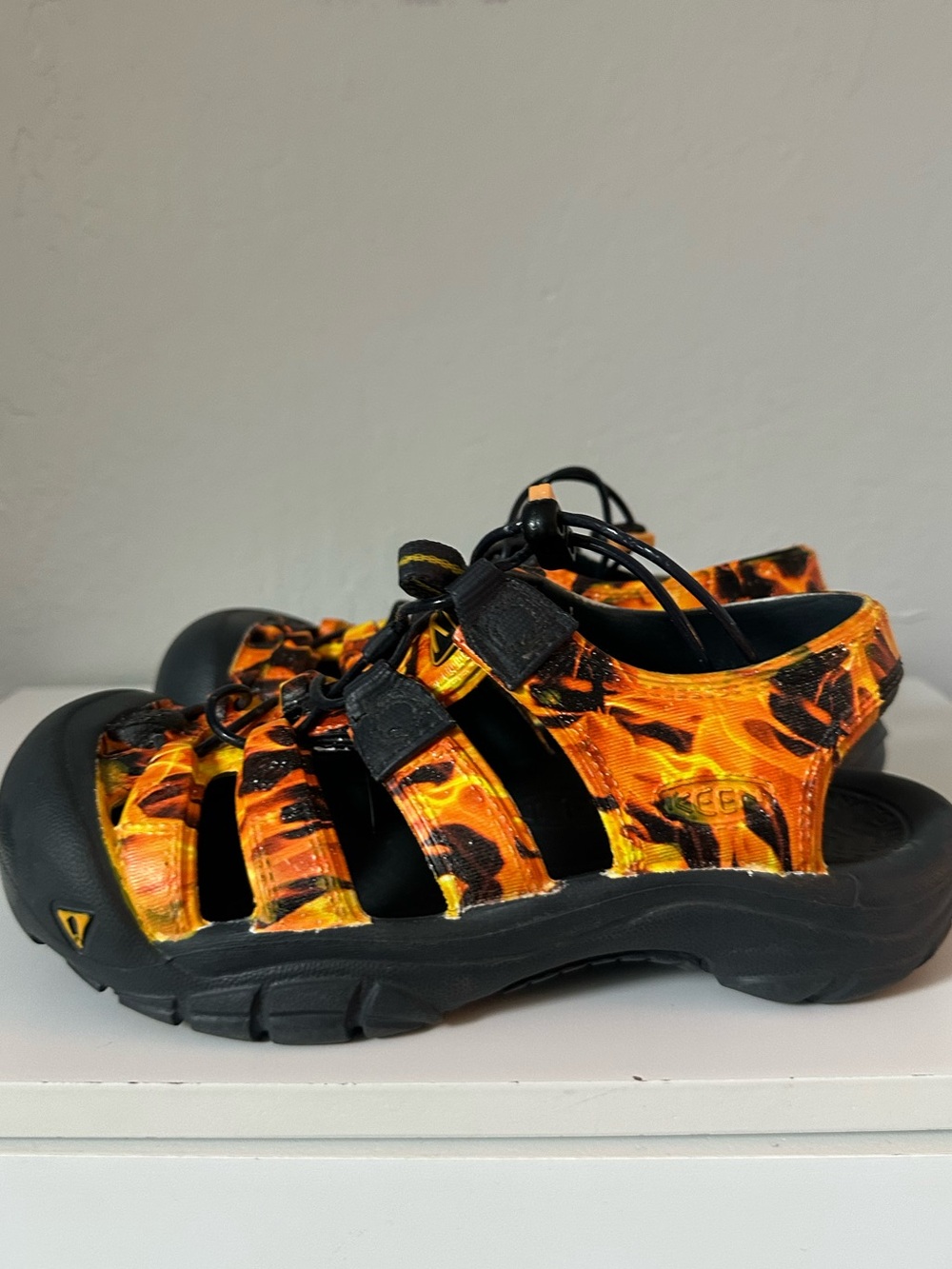 KEEN // Orange Fire Flame Waterproof Rubber Sandals - Boys
